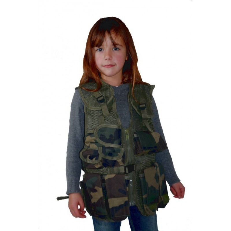 Gilet tactique enfant camouflage woodland.